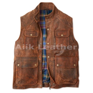 Leather safari vest deals