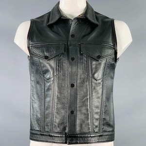 Men’s Black Handmade Leather Vest, Classic Western Cowboy Waistcoat with Button Closure & Pockets, Cowboy leather vest for men gifts for him