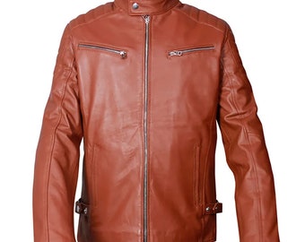 Café Racer Brown Retro Style Biker Lederjacke, Lederjacke für Herren, benutzerdefinierte Lederjacken, Bomber Bikerjacke, echte Lederjacke