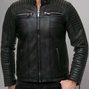 Black Leather Jacket For Men Motorcycle Jacket Steampunk Leather Jacket Mens Leather Biker Jacket Sheepskin Leather Unique Gift Idea For Him