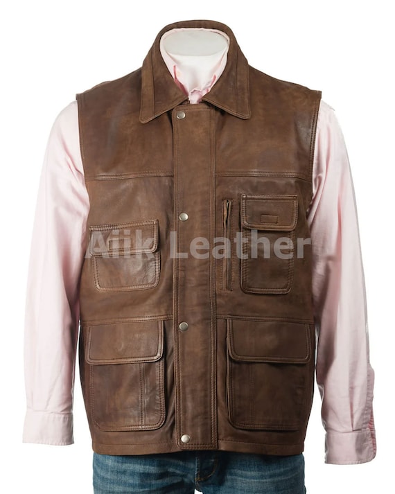 Leather Waist coat leather vest for Men,100% Original Cow leather Dark Brown men's vest, Leather Riding Vest, Motorcycle Vest, Leather Vest