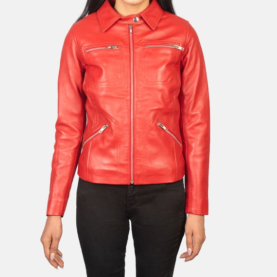 Womens Jacket Genuine Red Leather Jacket The Jacket Maker Women's