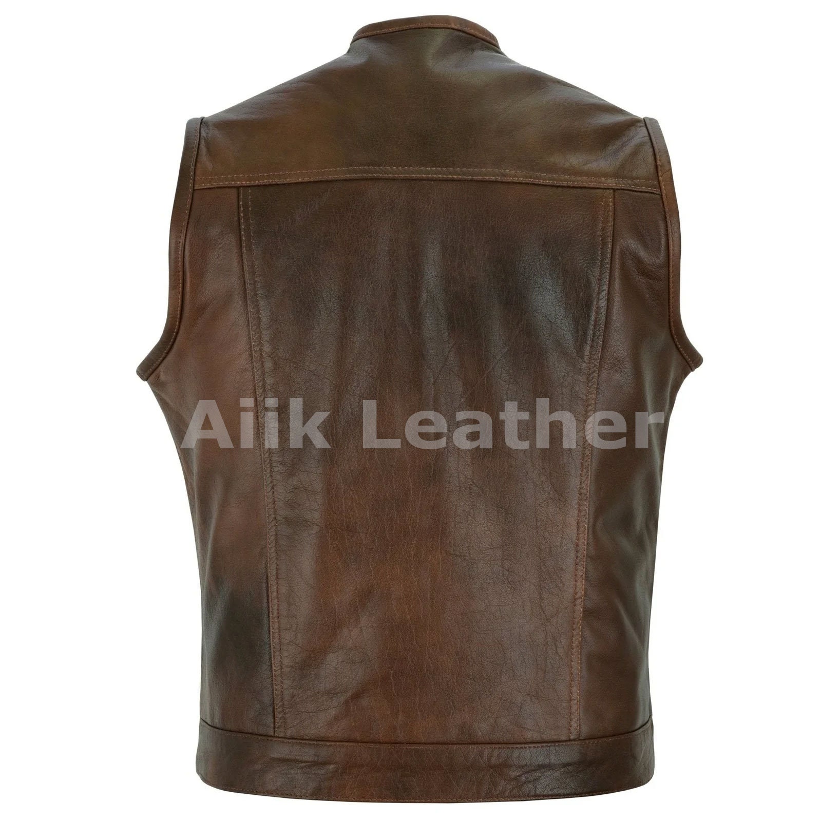 SOA Men's Leather Vest Anarchy Motorcycle Biker Club Concealed - Foto 2