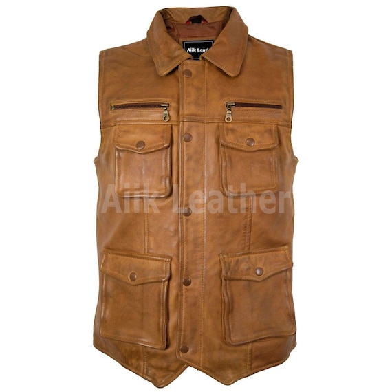 Men s Leather Vest 100 Lamb Soft Leather Vest Brown Leather Vest soft Sheepskin Vest Slim Fit Motorcycle Vest Leather Vest Gift for Men Etsy