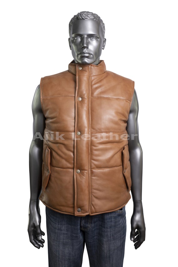 Mens Quilted Leather Gilet Tan Mens Quilted Genuine Leather Vest Men Original Lambskin Vest Biker Casual Style Party Wears Shooting Vest Etsy UK