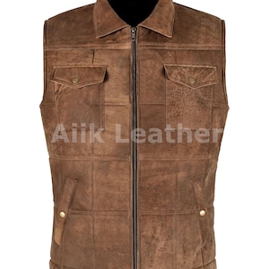 Men Suede Leather Vest, Real Suede Leather Western Cowboy Vest, Men&#39;s Vintage Suede Cowboy Vest, Suede Leather Vest For Men Brown Suede Vest