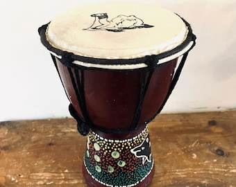 Vintage Hand Painted Ethnic Bongo Camel Shark 20cm x 14cm