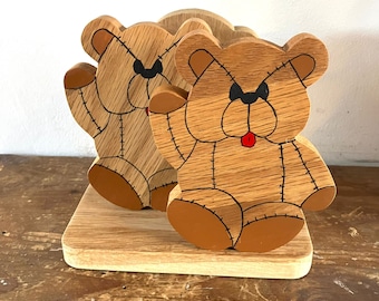 Hand Made Children&#39;s Angry Teddy Bear Book End Stop