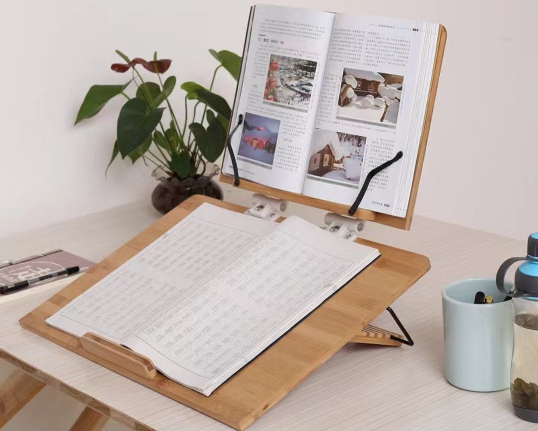 Reading Stand Natural Bamboo Double Layer Book Stand Handmade Etsy