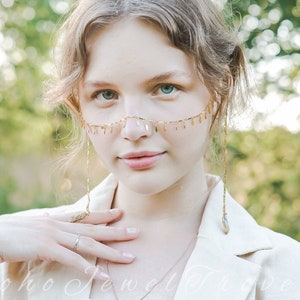 Gold Boho Face Chain, Festival accessories, Body Jewelry, Festival Jewelry, Body chain, Coachella fashion, Bohemian jewelry, Boho Nose chain
