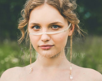 Boho Face Chain, Festival accessories, Body Jewelry, Festival Jewelry, Body chain, Coachella fashion, Nose chain, Bohemian jewelry