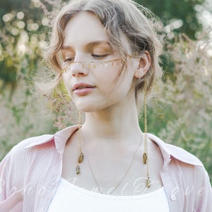 Gold Boho Face Chain, Festival accessories, Body Jewelry, Festival Jewelry, Body chain, Coachella fashion, Bohemian jewelry, Boho Nose chain