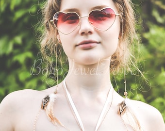 Eye Glasses Chain, Feather eyeglass chains, Sunglasses Straps, Sunglasses Chain, Eyewear chain, Festival accessories,