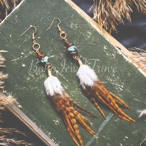 Small feather Earrings, Boho Feather earrings, Hippie earrings, Bohemian earrings, Small Earrings, Boho Earrings, Feather earrings