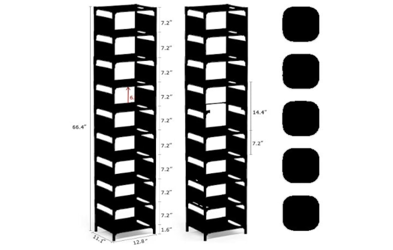 10 Tier Shoe Rack Metal Narrow Shoe Rack for 10 Pairs Tall Shoe Rack