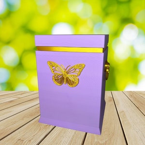 urn with butterfly - urn for ashes, many colors,  biodegradable urn - square urn, large urn, water burial, sea buriel