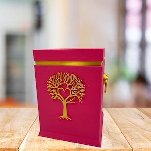 urn with tree - tree of life, urn for ashes, large urn, biodegradable urn, square urn, sea burial