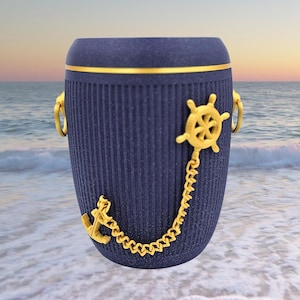 URN with anchor and rudder in 3D for ashes, urn for sailor, marine urn, marine burial, rudder, sailor, biodegradable urn