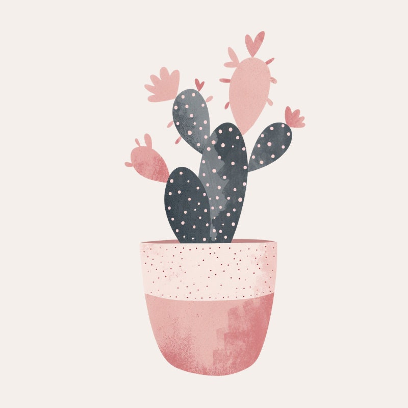 Pink Cactus Prints Set of 12,printable Boho Cactus Wall Art ...