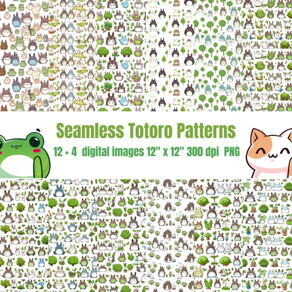 16 Design My Neighbor Totoro Print Bundle • Studio Ghibli • Pattern • Clip Art • Printable • Print • Seamless • Background • Design • Paper