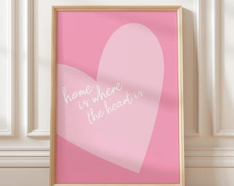 Pink Heart Wall Print: Trendy Girly Coquette Art