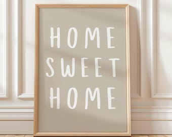 Home Sweet Home, Daily affirmations Poster, Minimalist Decor, Cute Living Room Print, Natural Beige Wall Art, Simply Home Wall Art