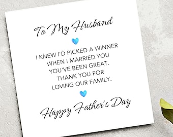 Fathers Day Card for Husband Heartfelt Husband Father Day card from Wife