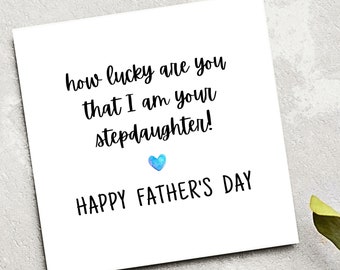 Funny Lucky You’re My Stepdad Fathers Day Card, Carte de fête des pères pour beau-père, Carte de beau-fils, Carte de belle-fille, Fête des pères, STEPDAD