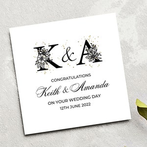 Floral Lettering Wedding Congratulations Card, Wedding Day Card, Congratulations Card, Wedding Card