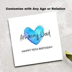 Verjaardagskaart voor papa Gepersonaliseerde verjaardagskaart papa met blauw hart, geweldige speciale verjaardagskaart voor papa