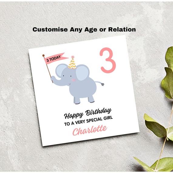 Elephant 3 Today Birthday | Greeting Card Elephant 3 Today Birthday | Greeting Card