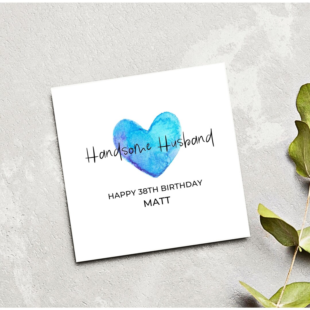 Birthday Card for Husband Personalised Blue Love Heart Husband Birthday ...