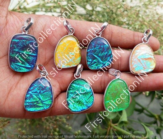 Offer Dichroic Glass Gemstone 925 Sterling Silver Plated Wholesale Lot  Pendants