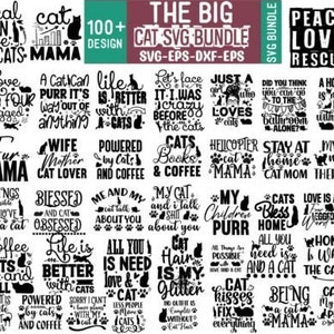 Bundle drôle de chat SVG, SVG de chat, chaton SVG, dame de chat svg, svg de dame de chat fou, svg pour amoureux des chats, chats svg, svg minou, fichier coupe Cricut, Silhouette