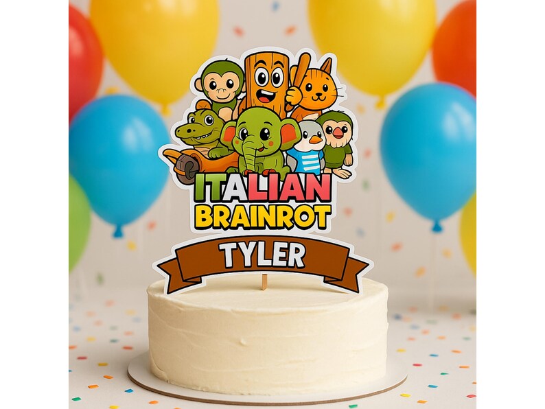 Brain Rott Cake Italian Brainrot Cake Topper: Customizable Party Decor (digital ...
