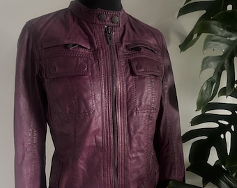 Women's Y2K Purple Biker Leather Jacket / Violet Moto Blazer