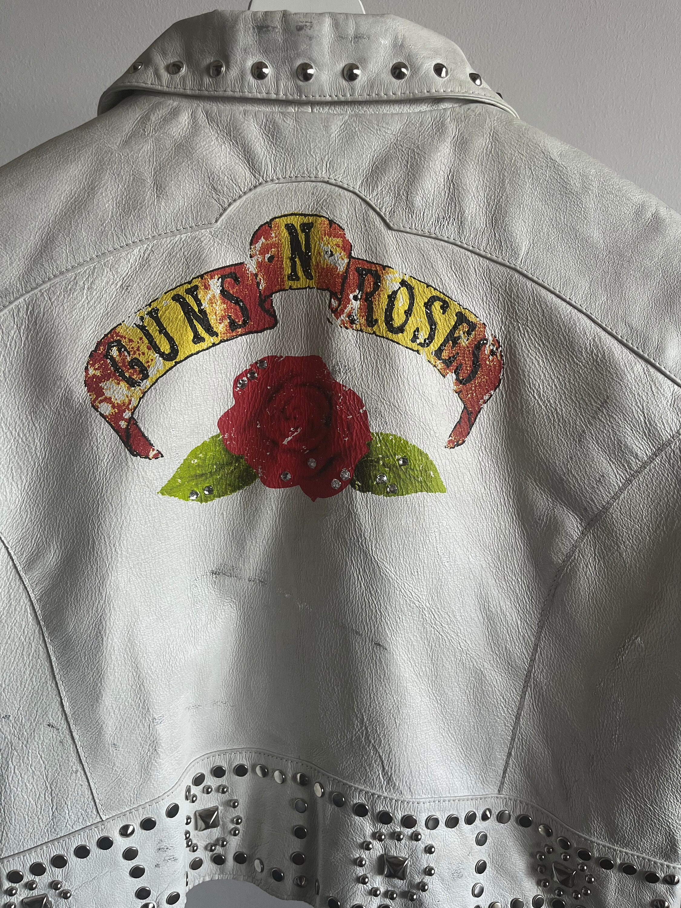 Women's Y2K Ivory White Leather Jacket / Moto Jacket Size XL