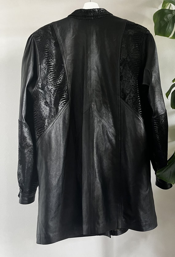 Vintage 80s 90s Black Leather Jacket / Oversized … - image 2