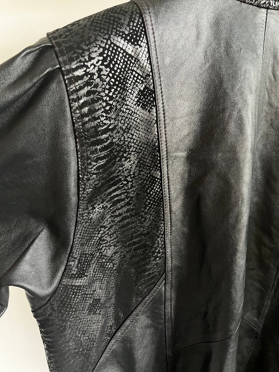 Vintage 80s 90s Black Leather Jacket / Oversized … - image 7