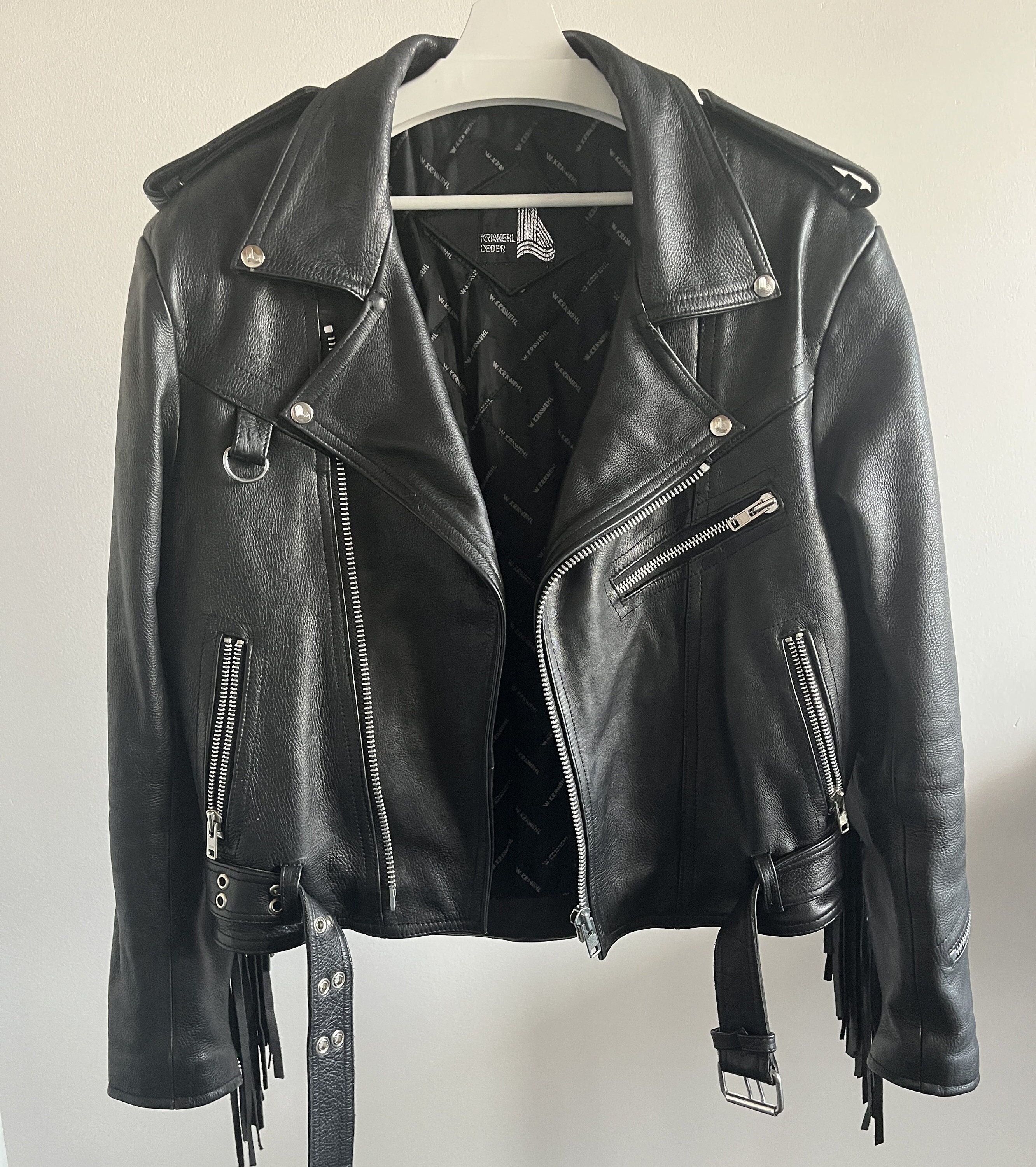 Vintage Black Men's Ramones Leather With Fringes / Classic Vintage Black Men's Ramones Leather With Fringes / Classic