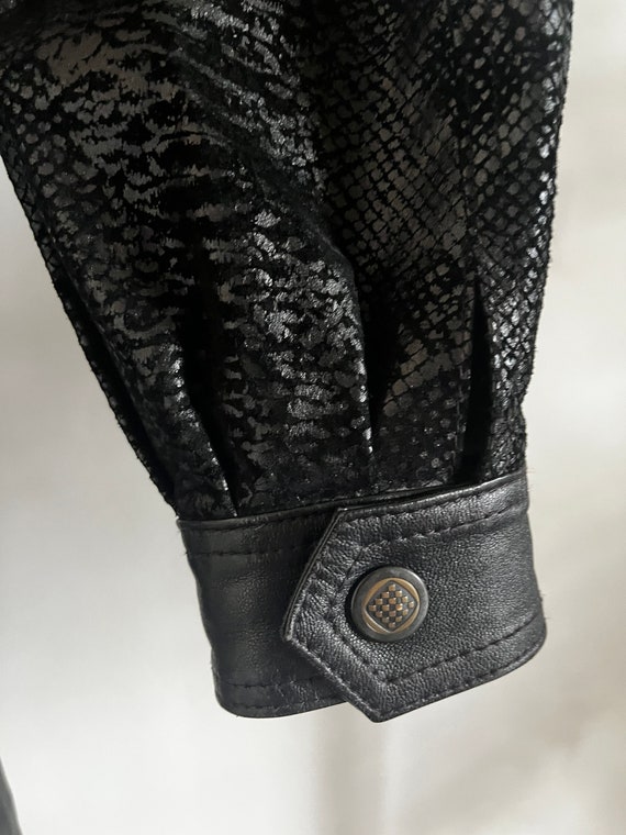Vintage 80s 90s Black Leather Jacket / Oversized … - image 6