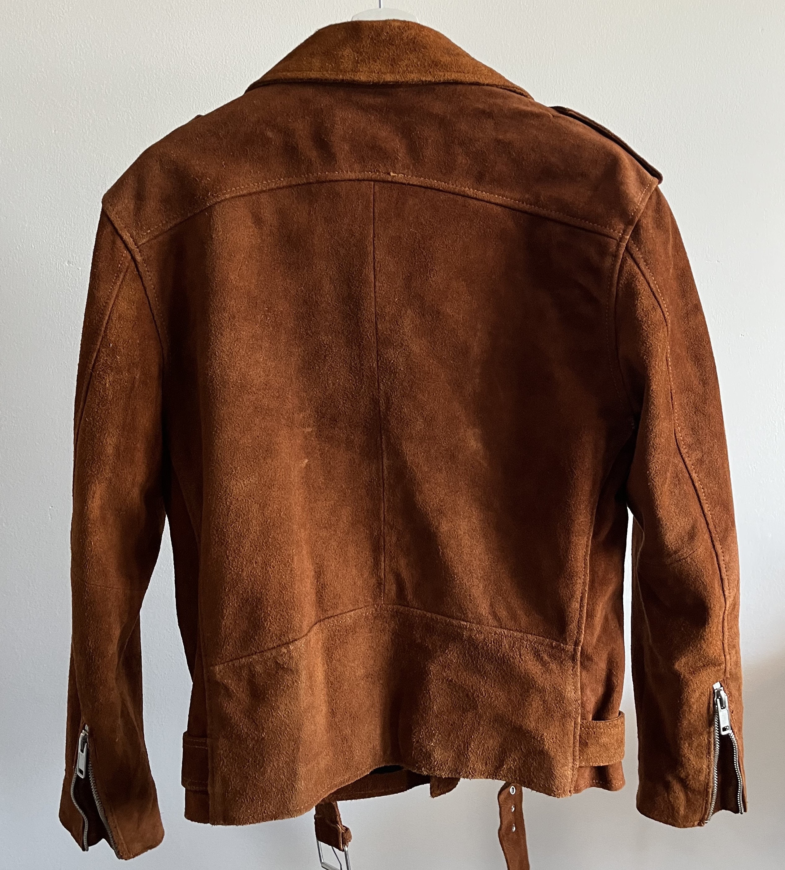 【BADBLOOD】Billy Old Effect Leather Track Jacket - Brown Vintage Man's Mahogany Brown Ramones Suede Jacket / Classic
