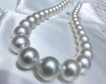 Exquis collier de perles de la mer du Sud blanche australienne "Phoenix"