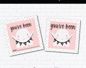 You've Been Boo'ed schattige spookbanner 2" vierkante tag, beide versies inbegrepen, boo-emmers, boo-manden, burengejoel