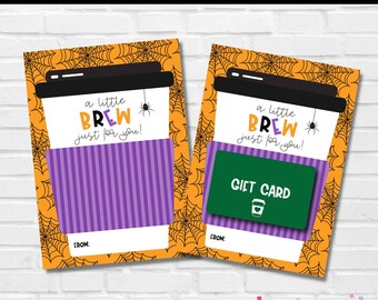 Bewerkbare 5" X 7" Halloween "A Little Brew For You" Gift Card Holder Card, Koffie, Leraar Cadeau, Medewerker, Herfst, Afdrukbaar