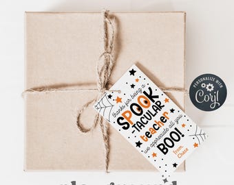 Bewerkbaar, bedankt dat je een spookachtige leraar bent 2 x 3,5 inch - Corjl personaliseren, Halloween-klascadeau, cadeau van leraar, Halloween-goody