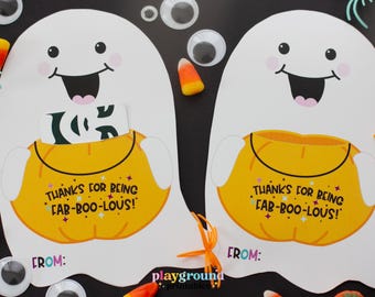 Printable Halloween Teacher Ghost Gift Card Holder Thanks For Being Fab Boo Lous!, Fall gift, Staff Gift, Bus Driver Gift, Classroom Gift