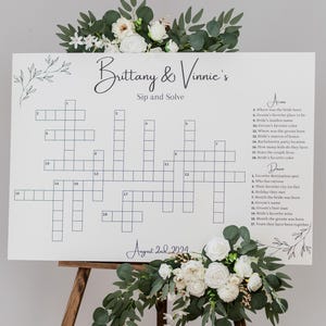 Custom dry erase Wedding crossword - Sip and Solve - Large print - Shipped directly to home