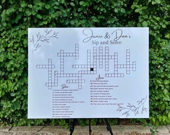 Custom dry erase Wedding crossword - Sip and Solve - Large print (38"x26") - Shipped directly to home