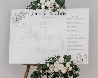 Custom Wedding Crossword Puzzle: Dry Erase, Large Print